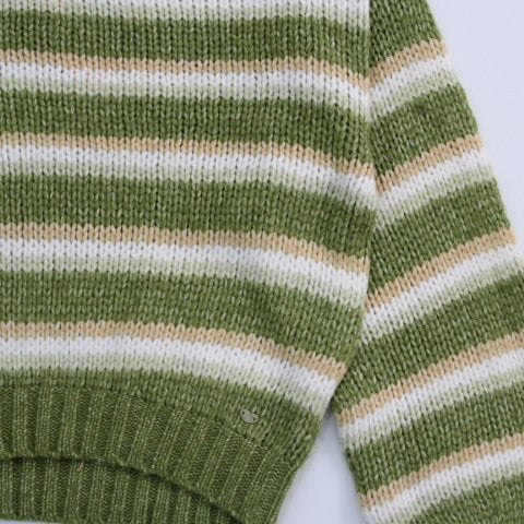 suéter a rayas, tejido tonos verdes ocre