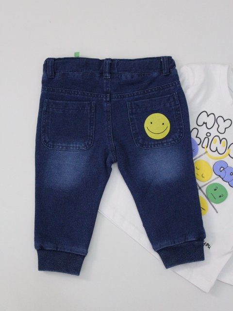 set camiseta manga larga con pantalón azul denim