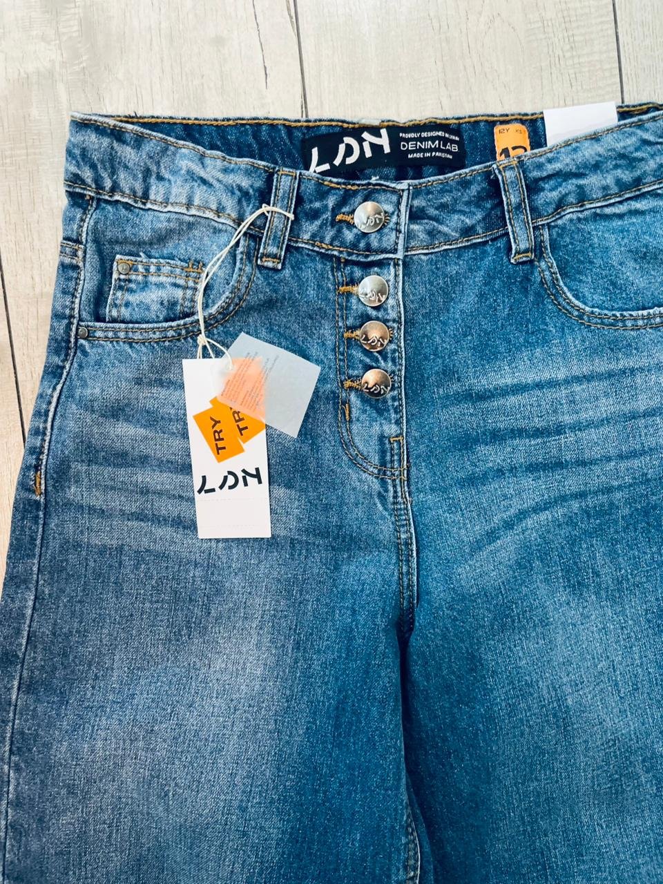 Jeans denim ancho 4 botones