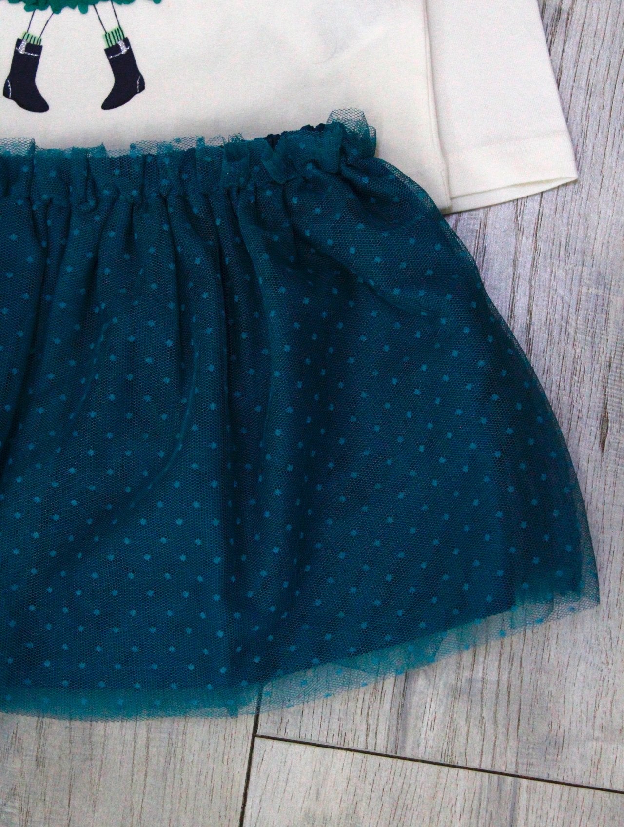 set camiseta con falda de tul color verde