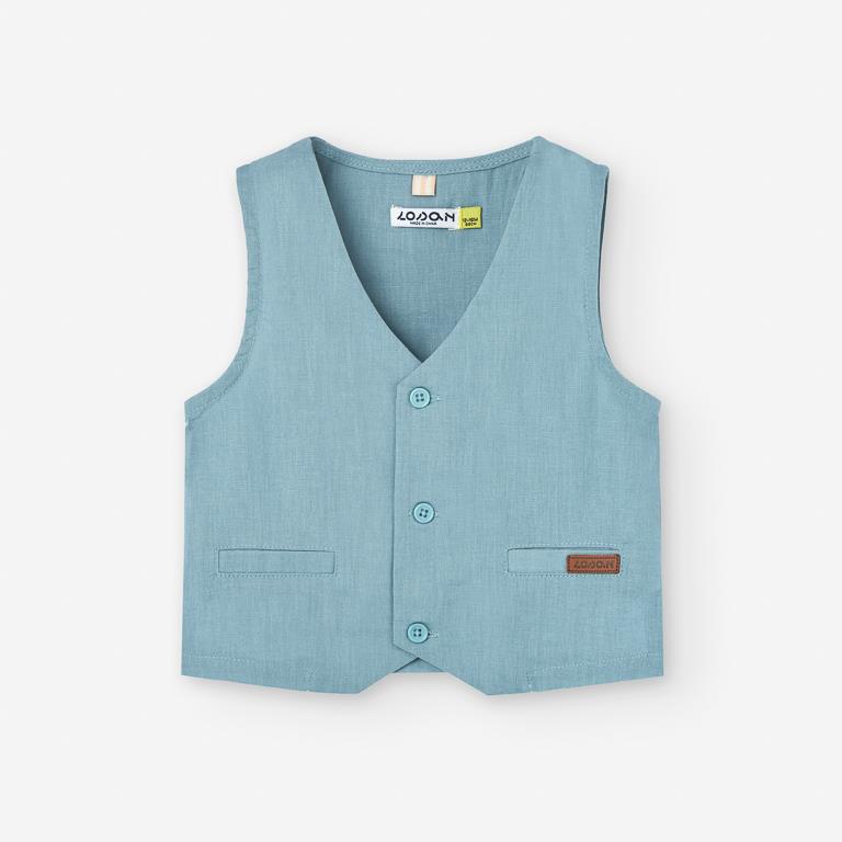 Set 3 pzas.  chaleco lino, para bebe