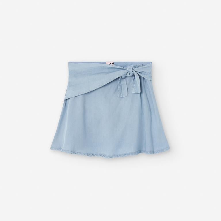 Falda volada denim, nudo cintura
