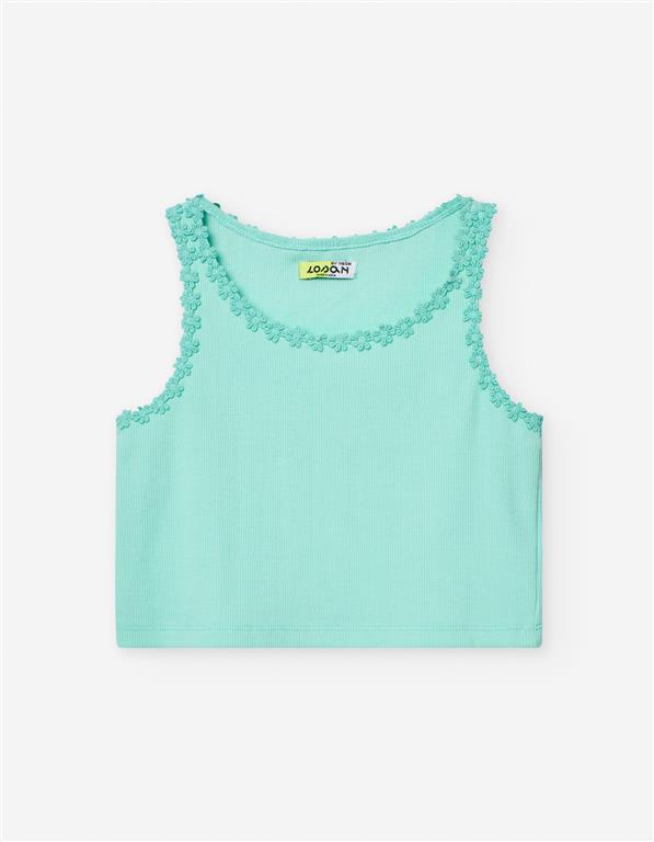 Set blusa verde esmeralda falda volada de flores