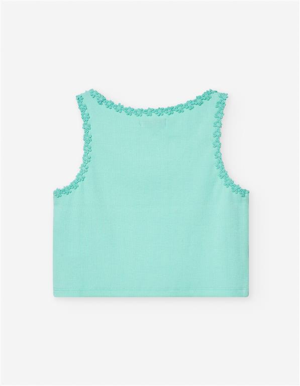 Set blusa verde esmeralda falda volada de flores