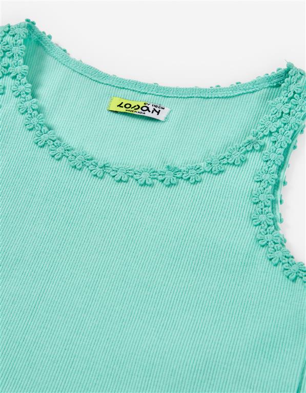 Set blusa verde esmeralda falda volada de flores