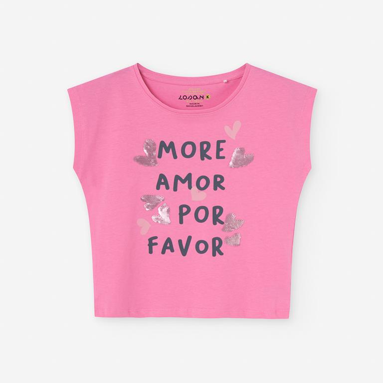 Camiseta color rosa, amor por favor