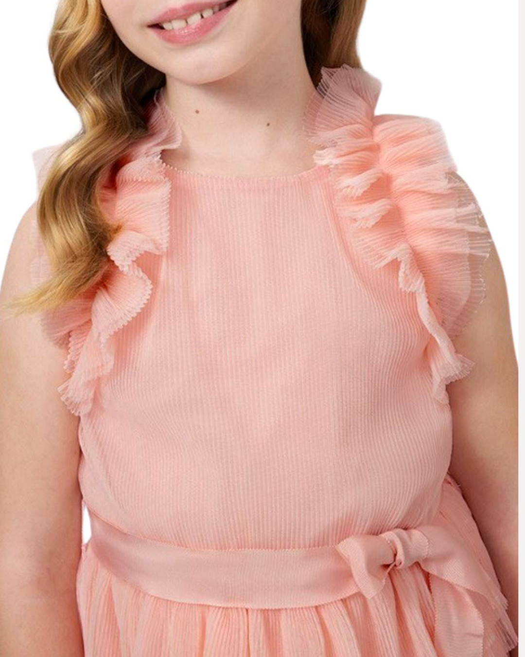 Vestido tul, tulipan manga ruffle