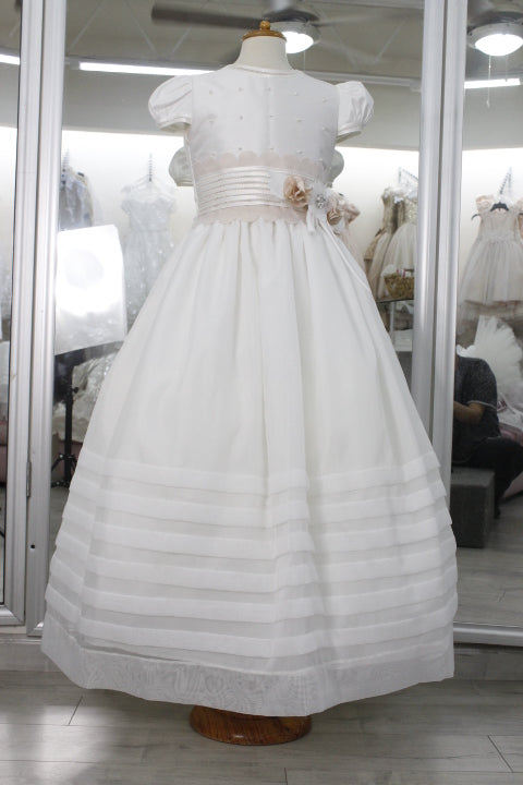 Vestido de comunión perla talle con cinto