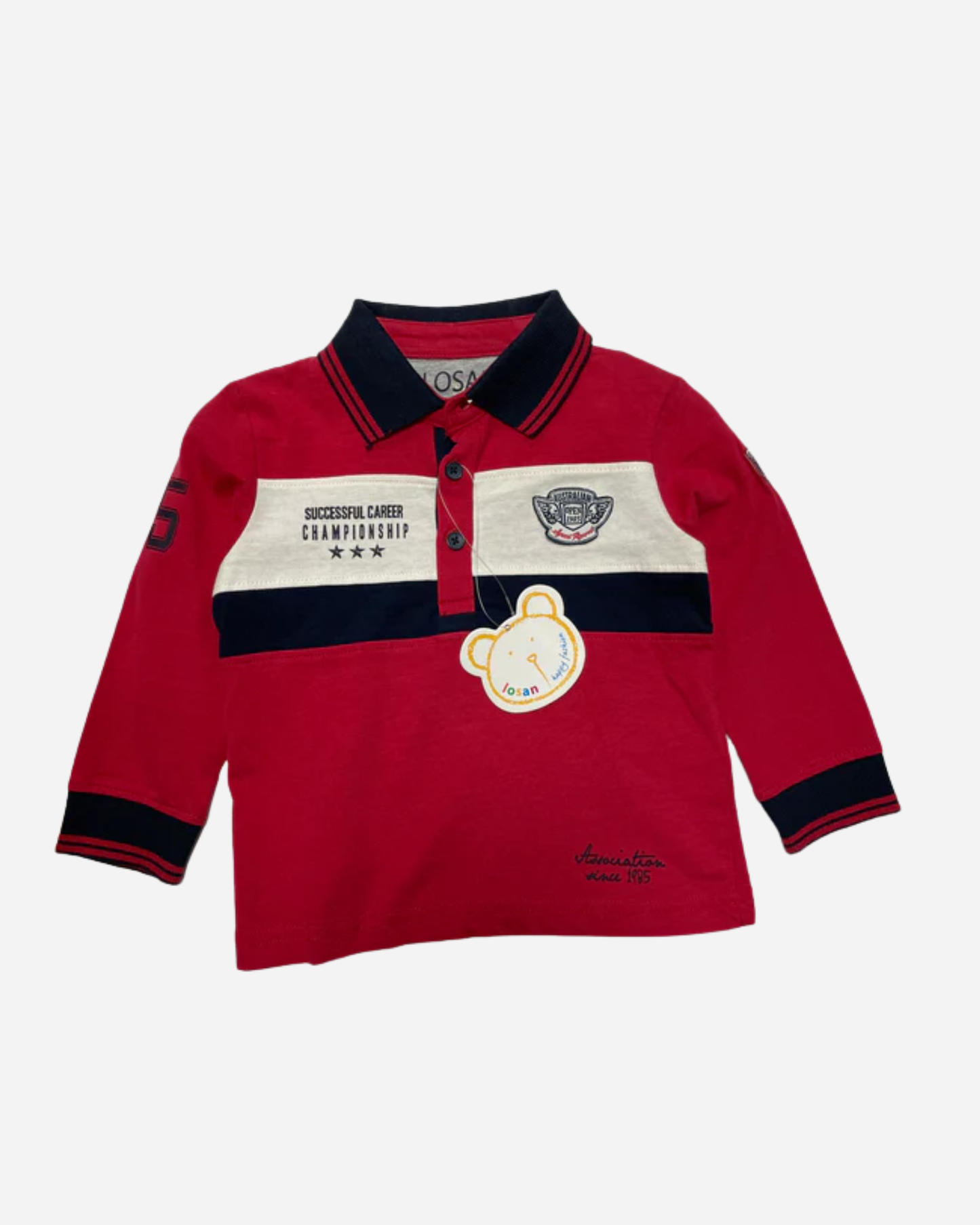 Polo roja rayas blanca y marino