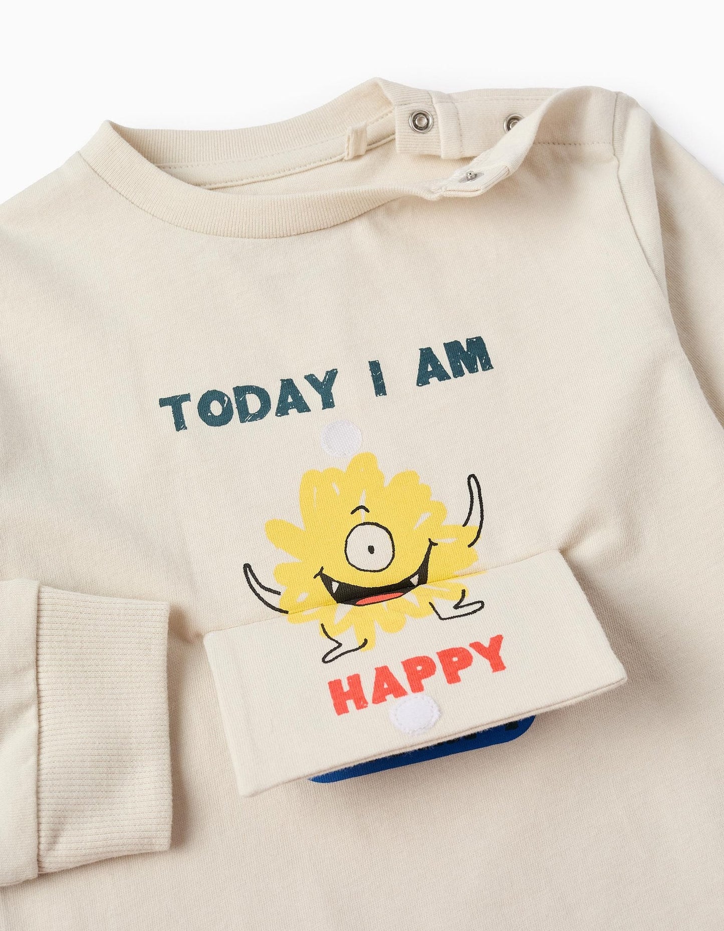 camiseta manga larga color crudo con bolsa interactiva