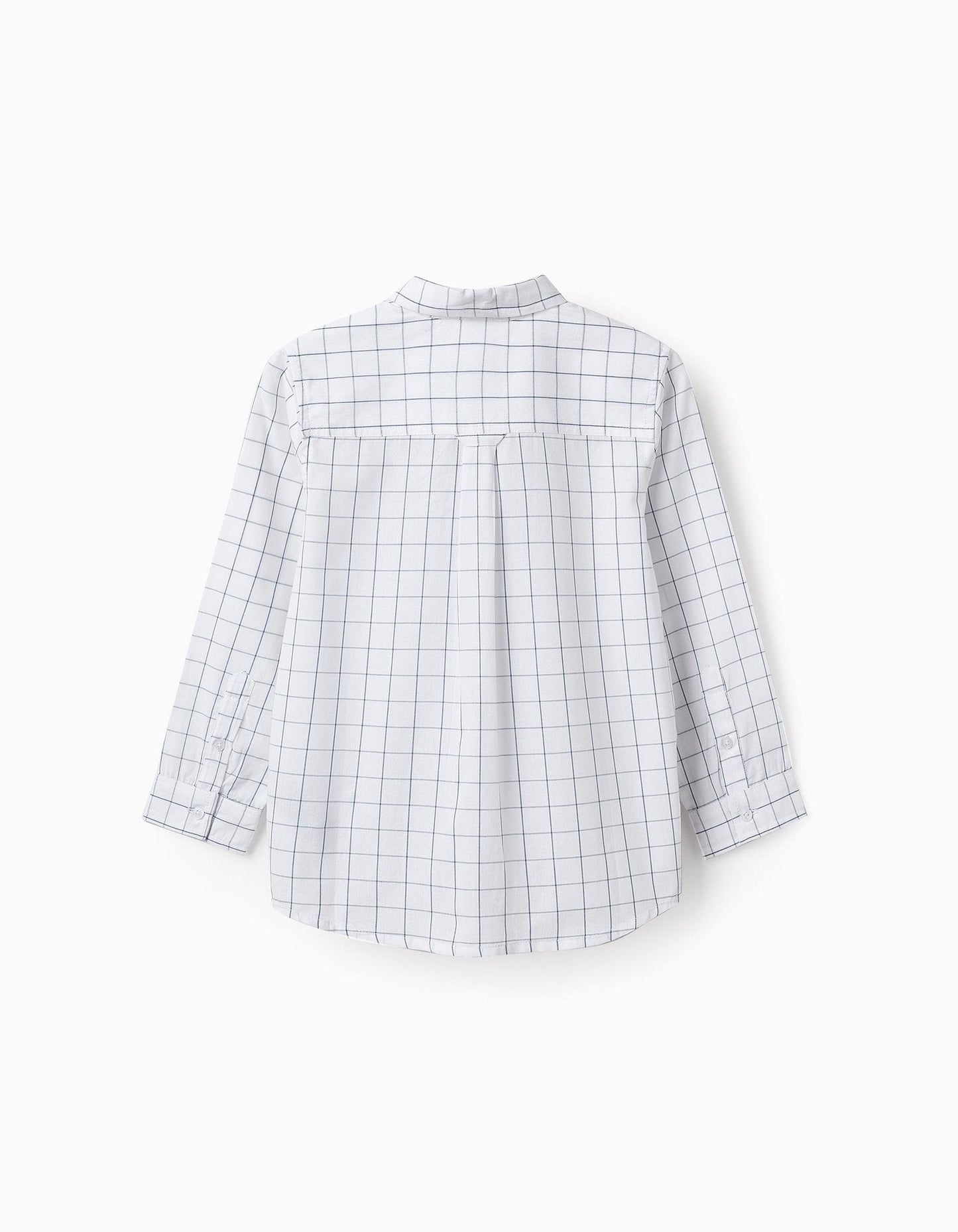 camisa blanca cuadros grises