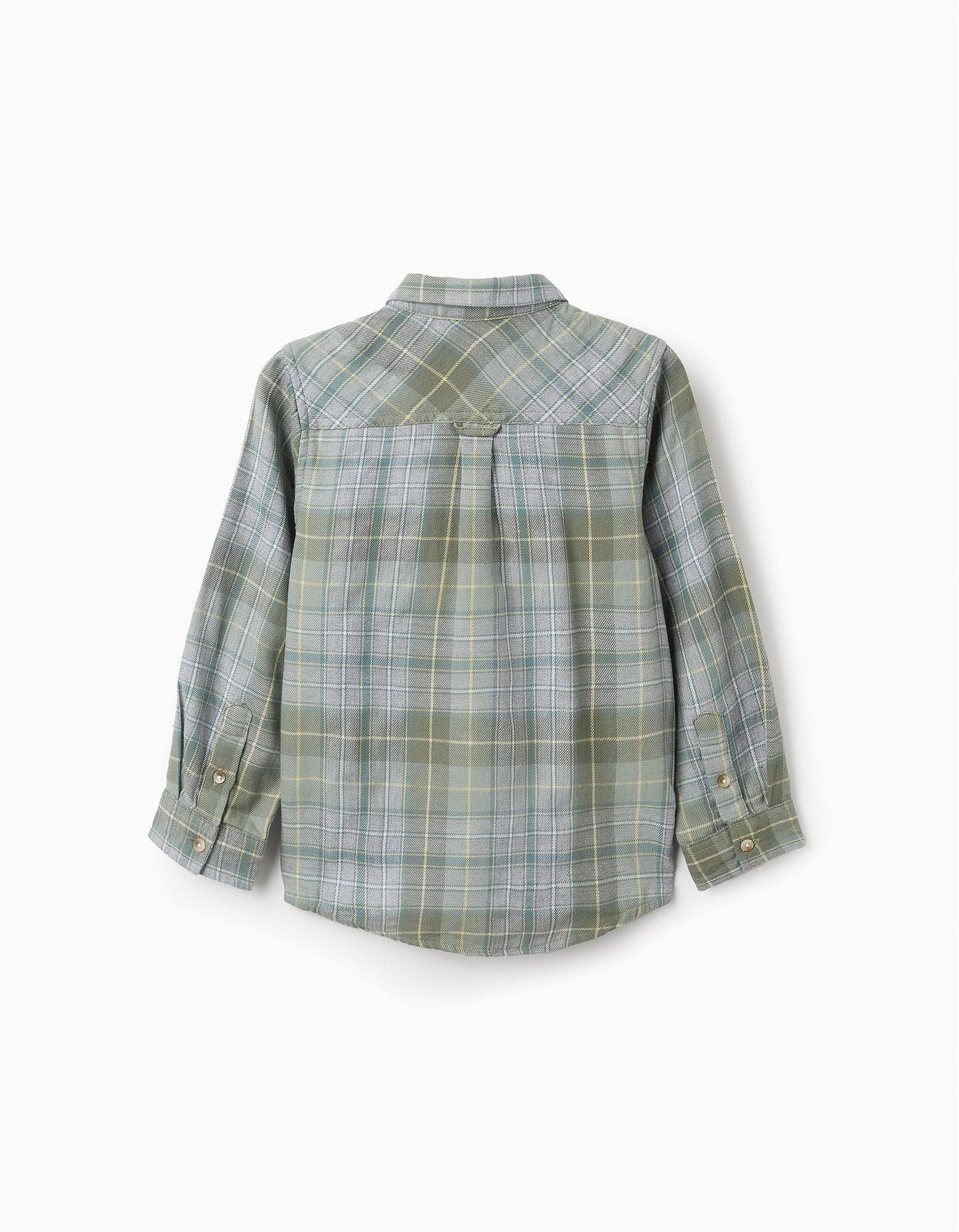 camisa franela a cuadros verde/gris