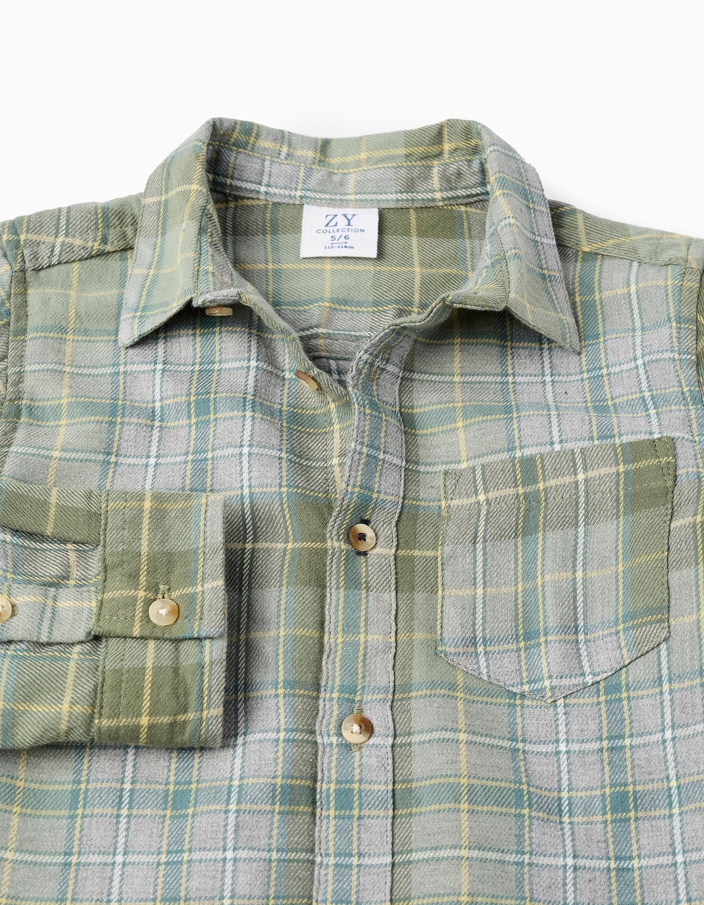 camisa franela a cuadros verde/gris