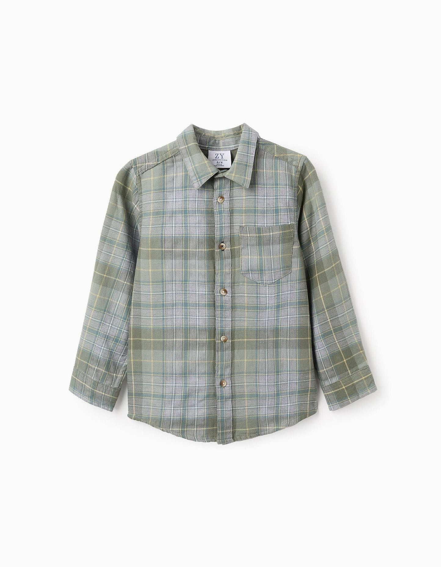 camisa franela a cuadros verde/gris