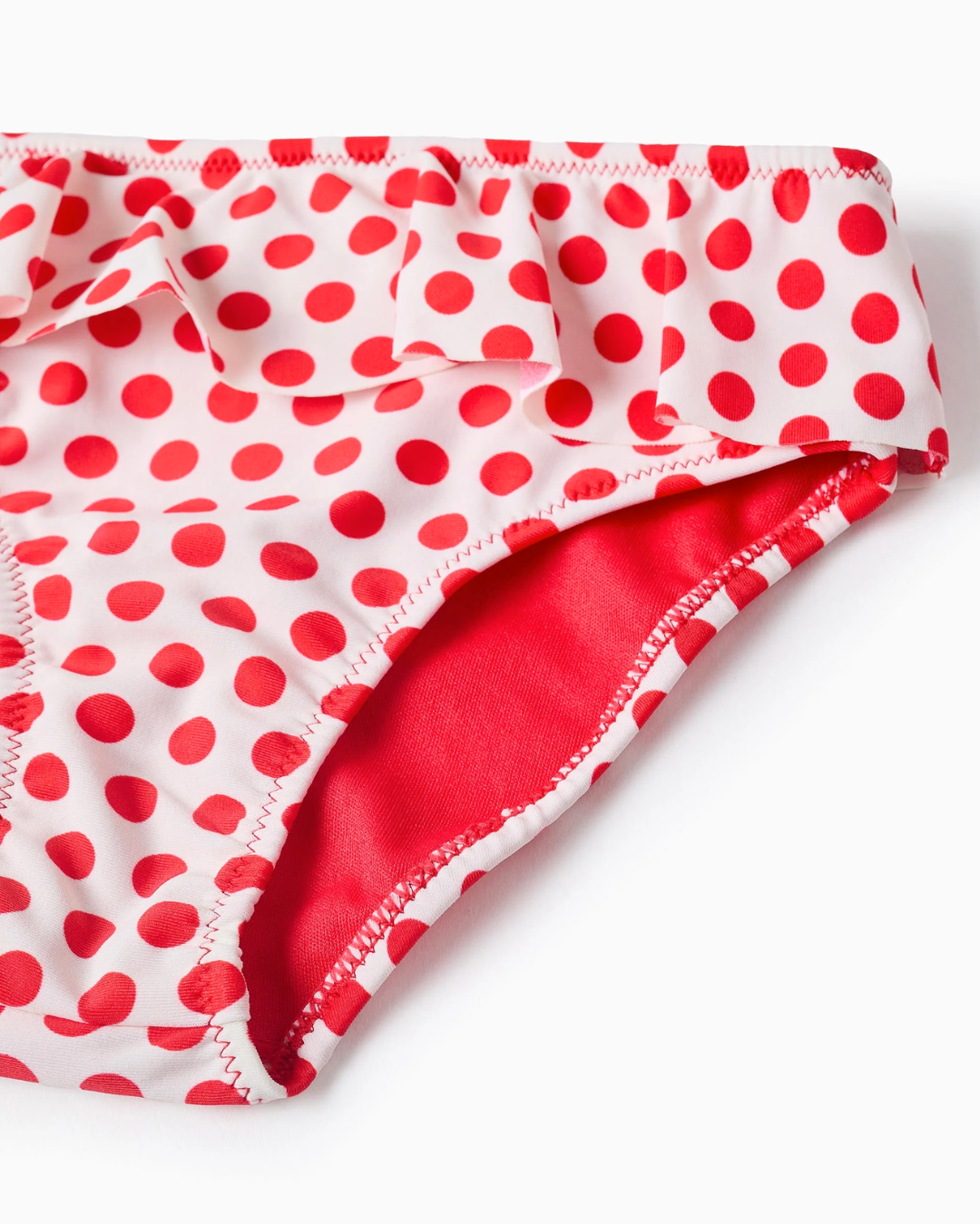 Camiseta + Braguita de Baño UPF80 para Bebé Niña 'Lunares', Rojo