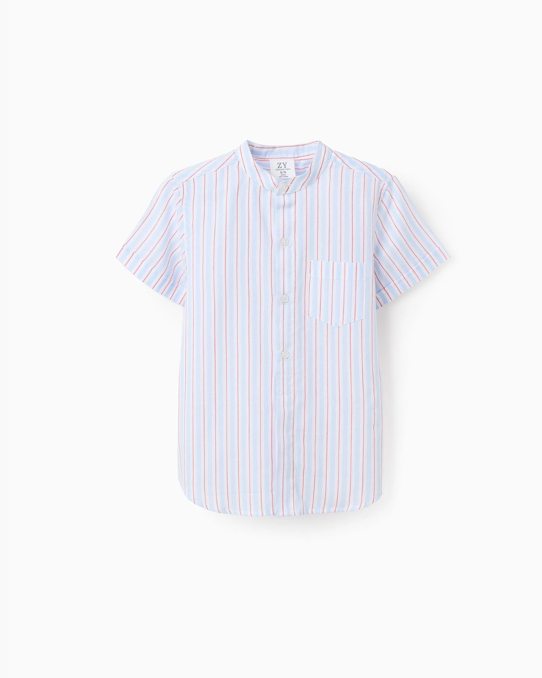 Camisa de Algodón a Rayas para Niño, Blanco/Azul/Rojo