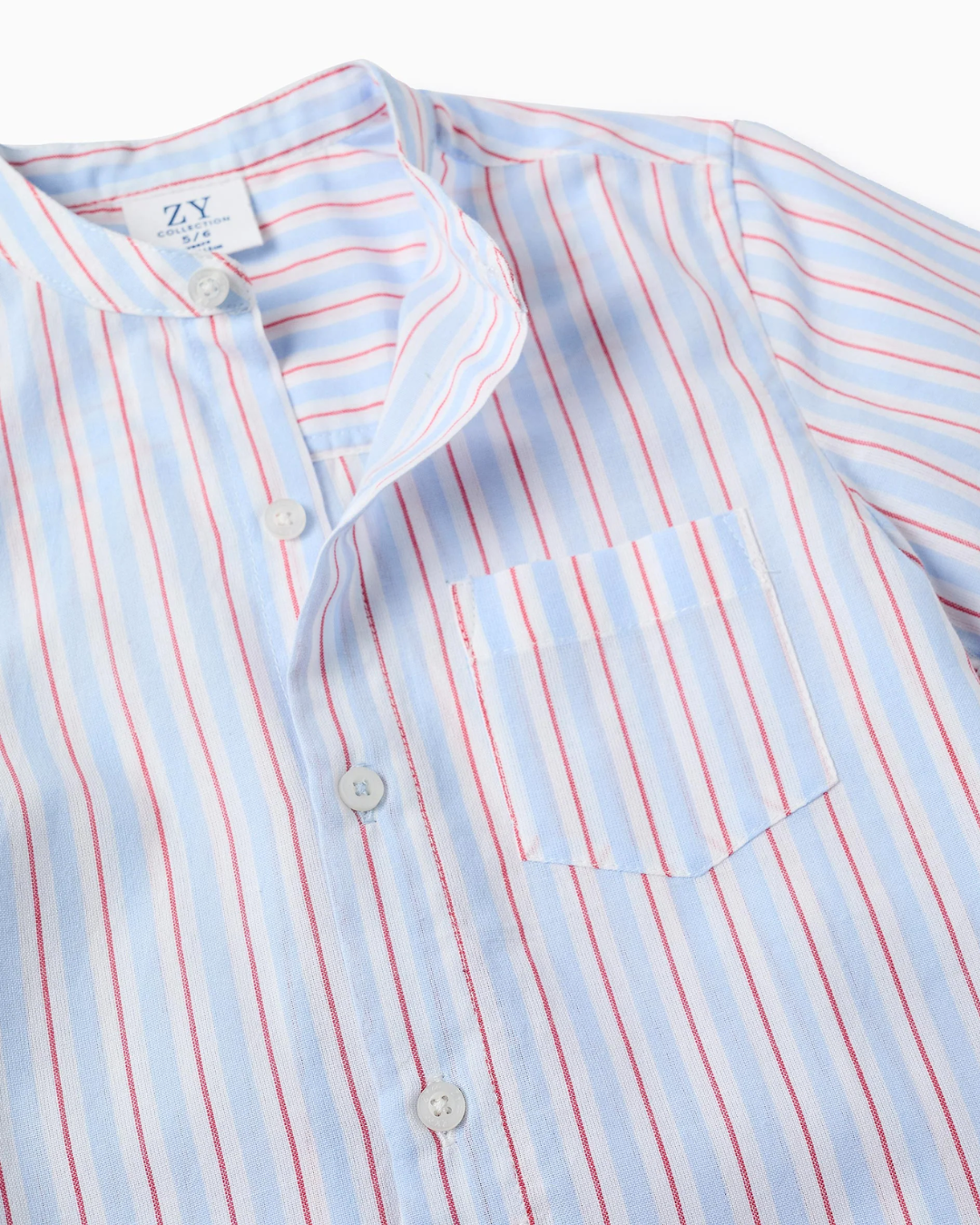 Camisa de Algodón a Rayas para Niño, Blanco/Azul/Rojo