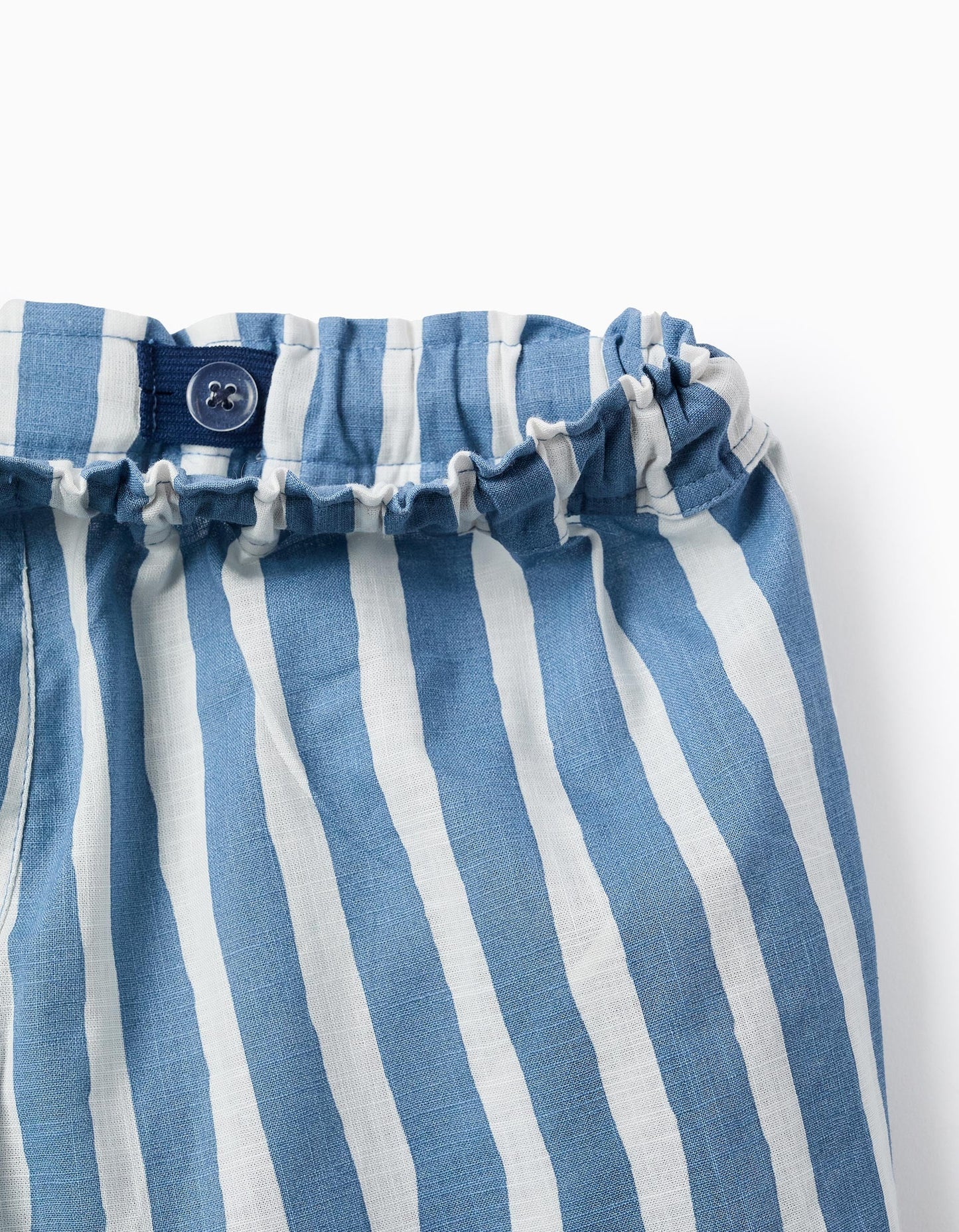 Conjunto camisa azul short rayas con jareta