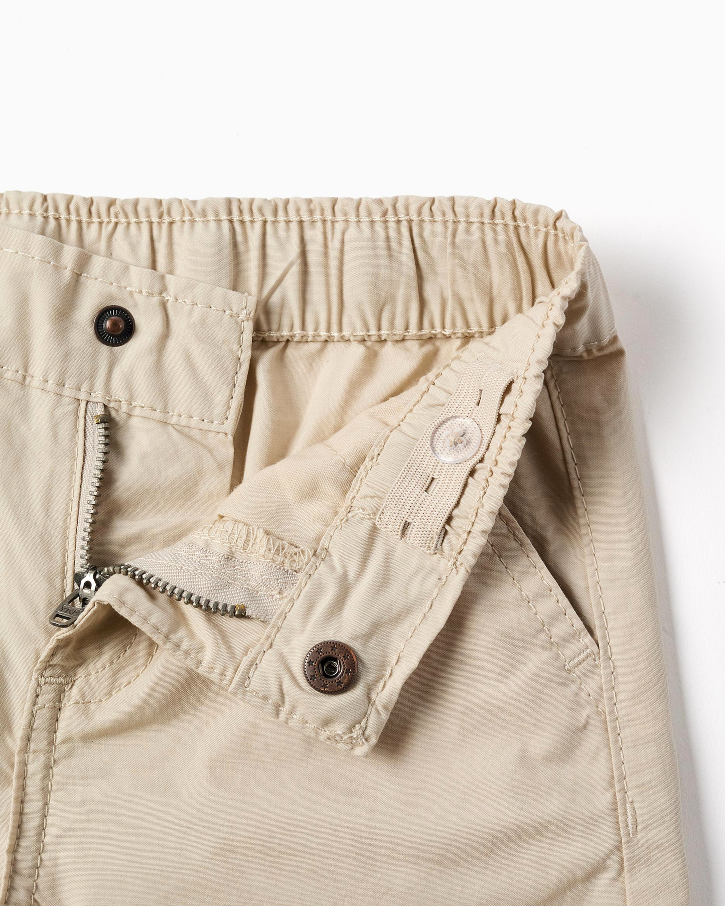Bermudas chino midi en popelina para bebé niño, beige claro