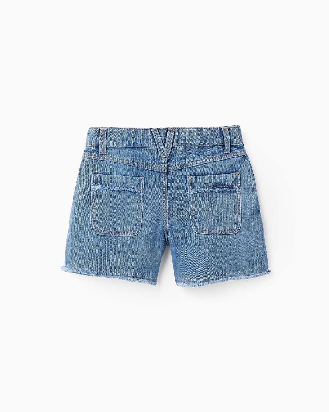 Short Vaquero con Bajos Deshilachados Para Niña, Azul