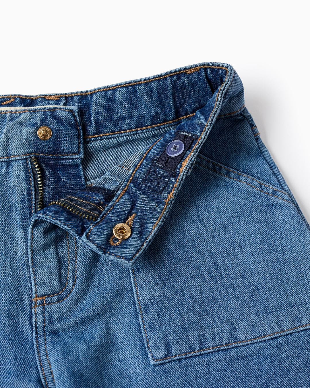 Short Vaquero con Bajos Deshilachados Para Niña, Azul