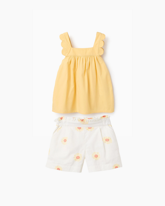 Conjunto blusa amarilla short flores