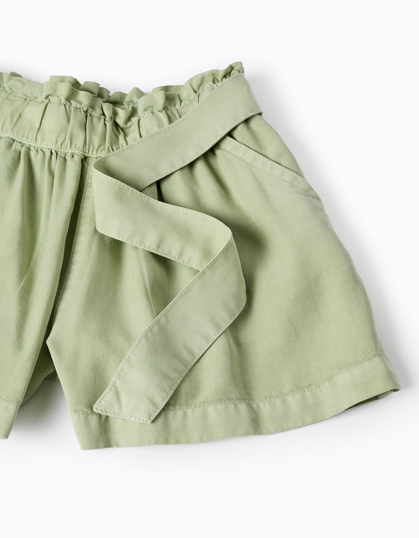 Conjunto blusa manga volada, short verde