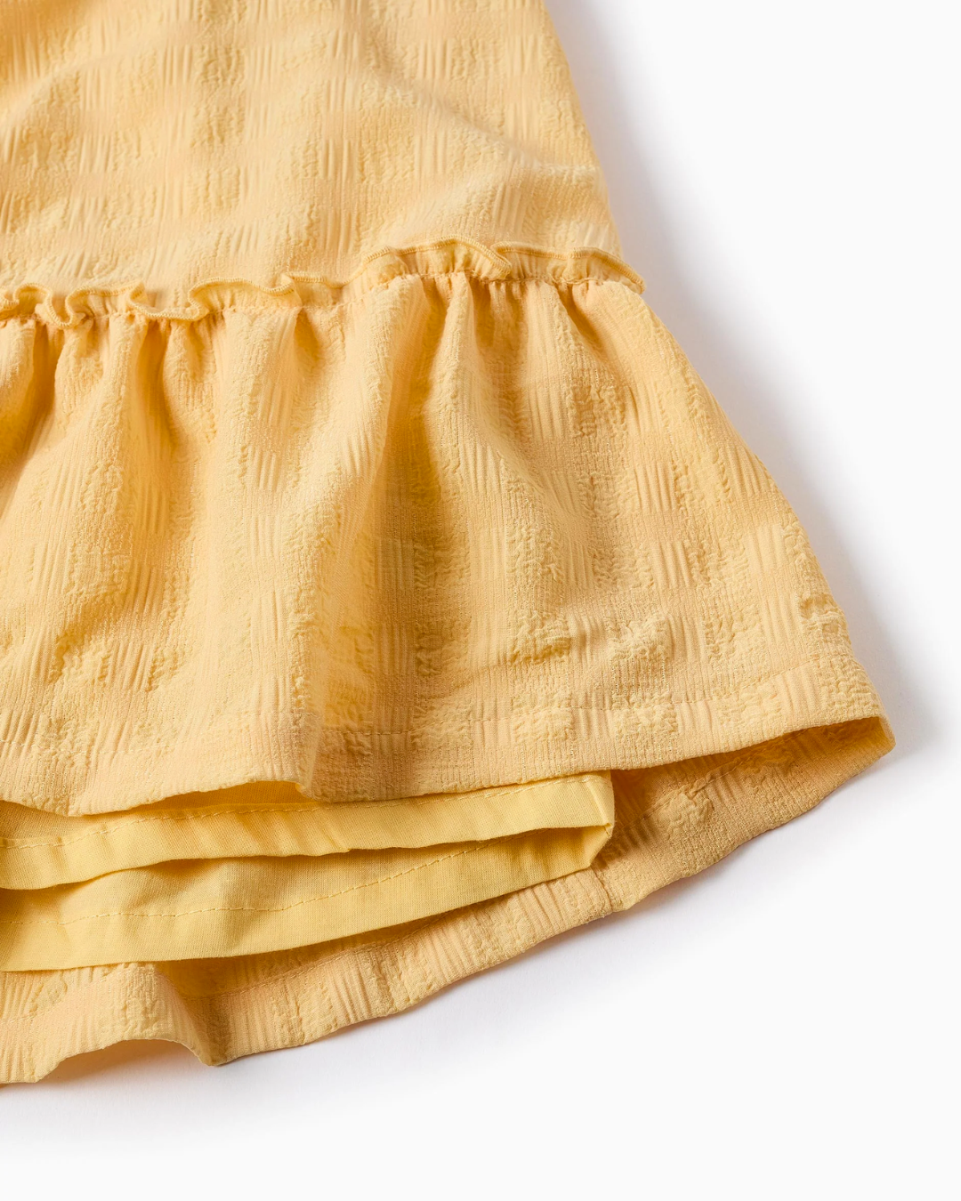 Vestido Campesina de Tejido Dobby para Niña, Amarillo