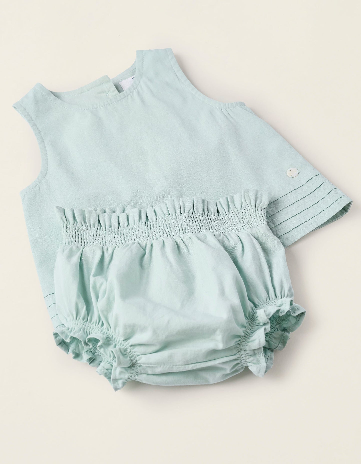 Top + Cubrepañal con Volantes para Recién Nacida, Azul