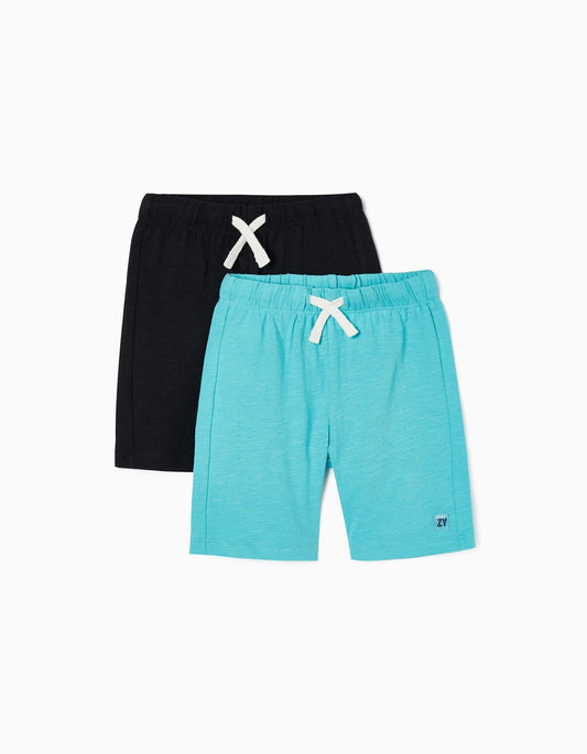 pack 2 shorts,algodón aqua y negro