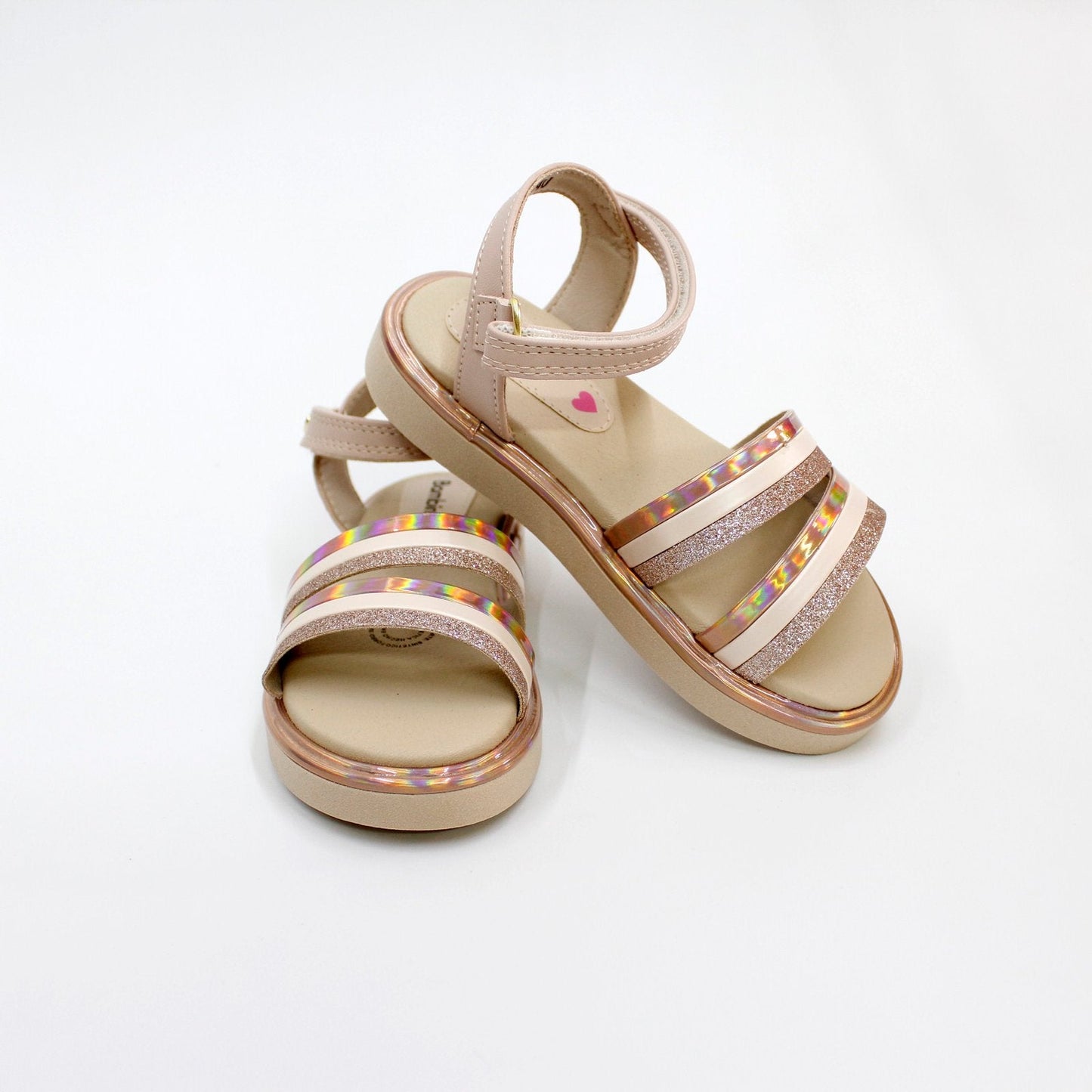 huarache lineas oro rosado, cierre de velcro