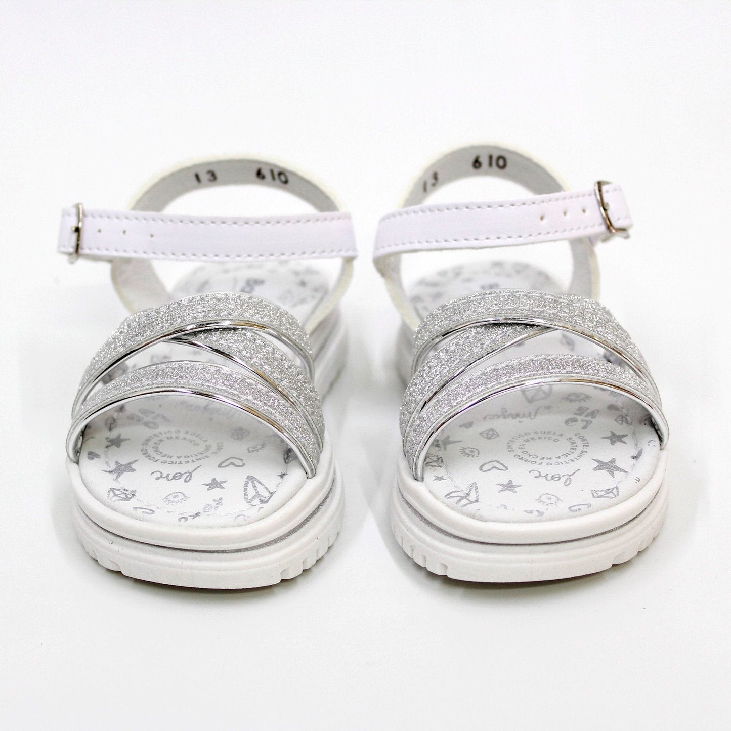 huarache tiras plata, suela ancha plástica