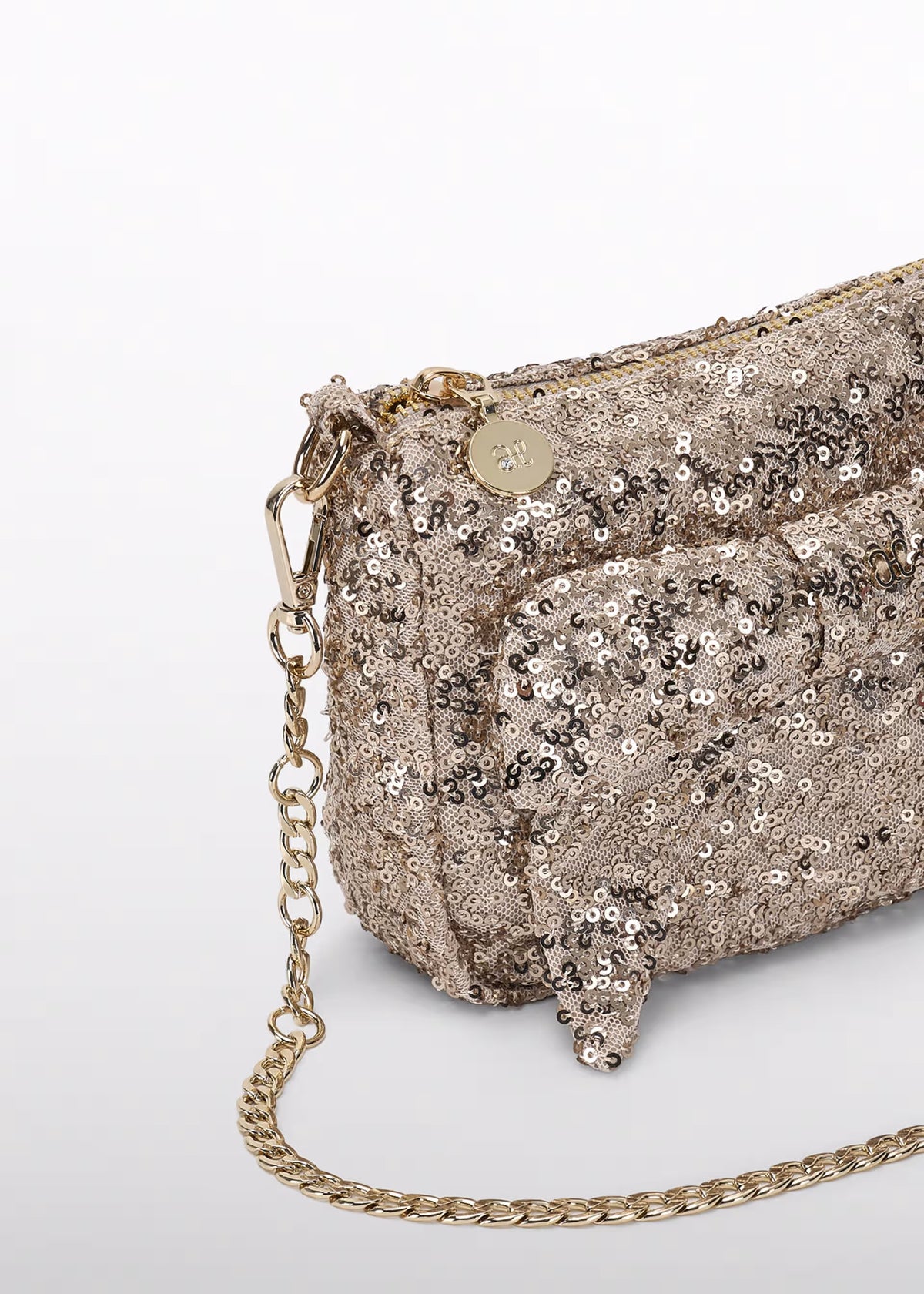 Bolso lentejuela champagne moño niña Abel&lula