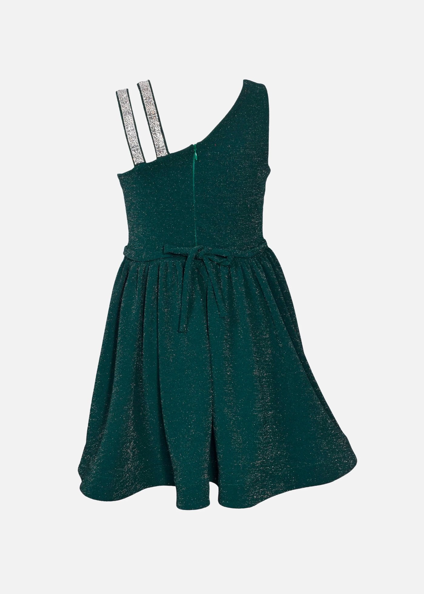 vestido verde con destellos metálicos