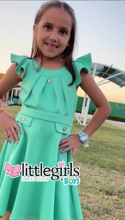 vestido verde esmeralda manga ruffle