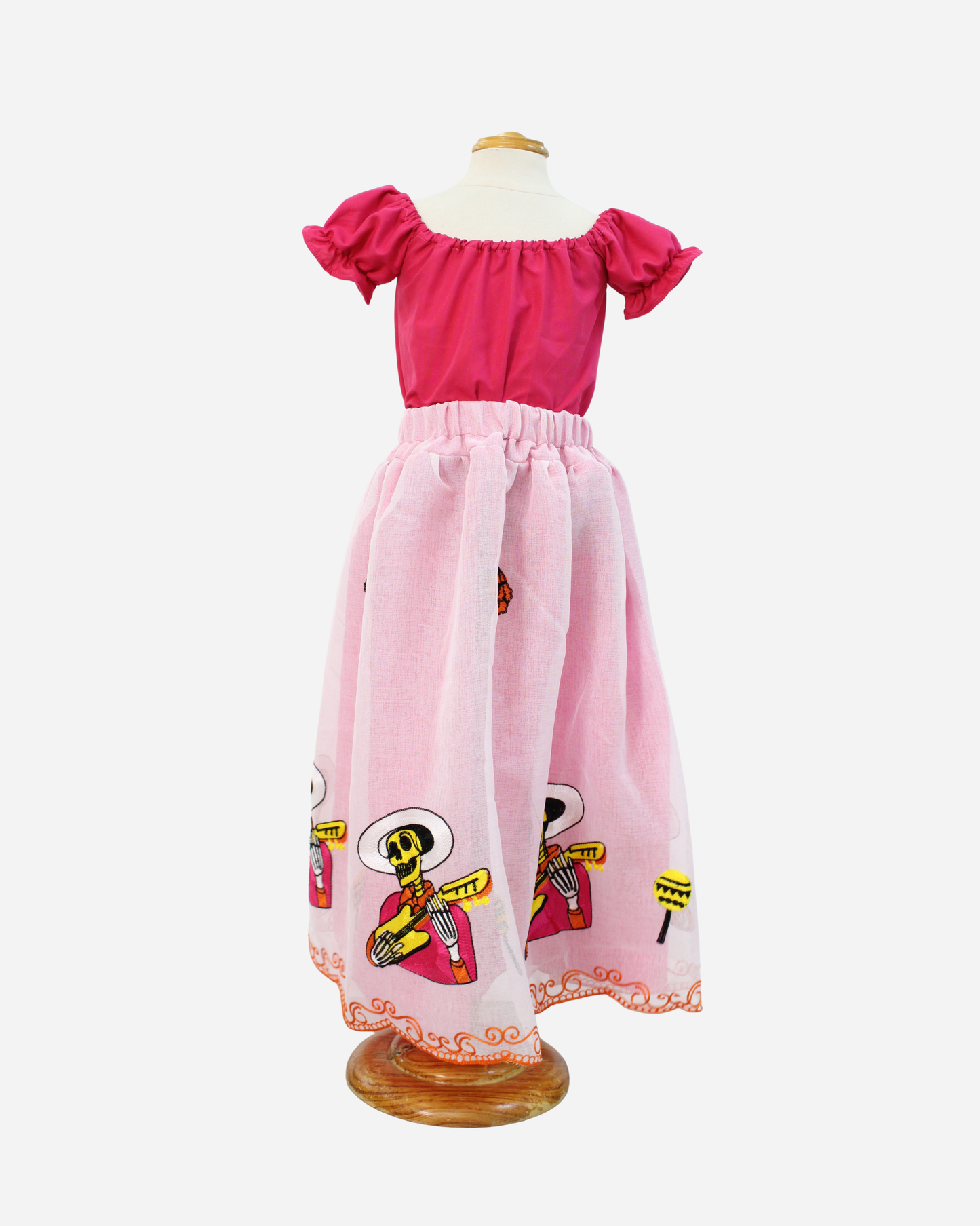 SET CATRINA BLUSA CAMPESINA Y FALDA MOTIVOS DIA DE MUERTOS