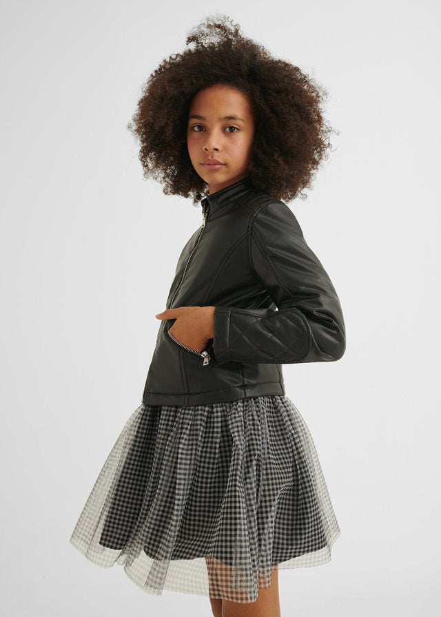 chamarra polipiel negra