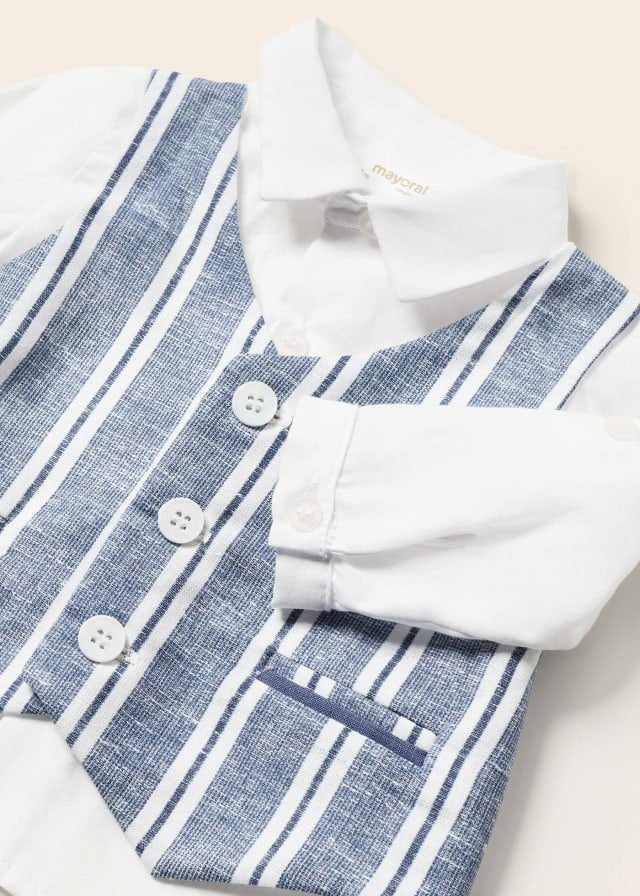 conjunto 2 piezas lino, azul