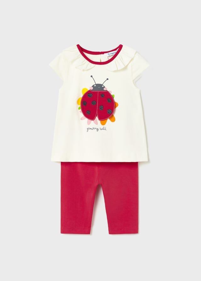 conjunto 2 piezas blusa con leggins rojos