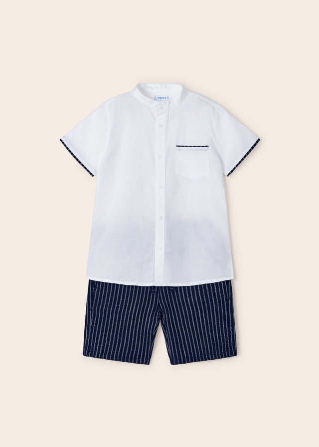 conjunto de lino color marino para niño