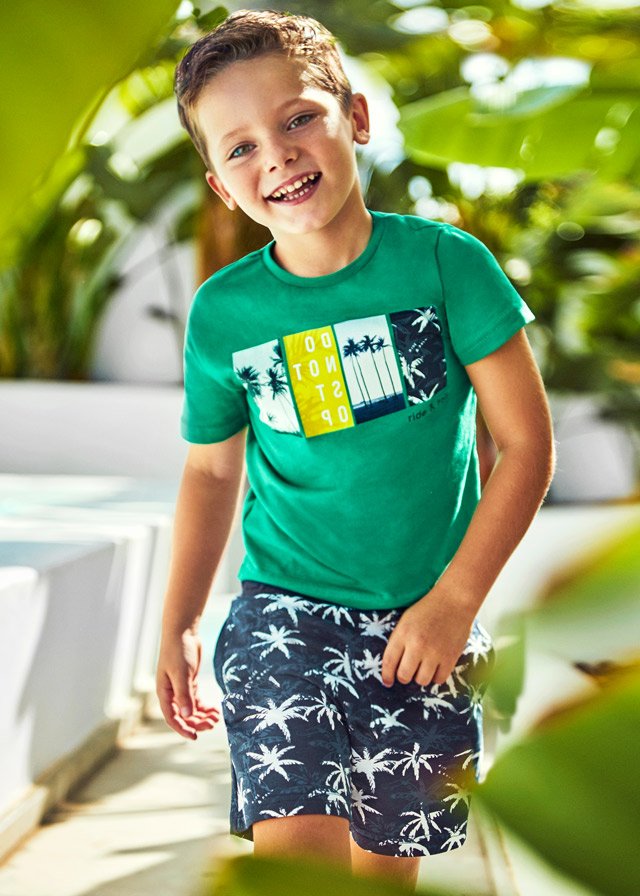conjunto bermuda punto estampado niño