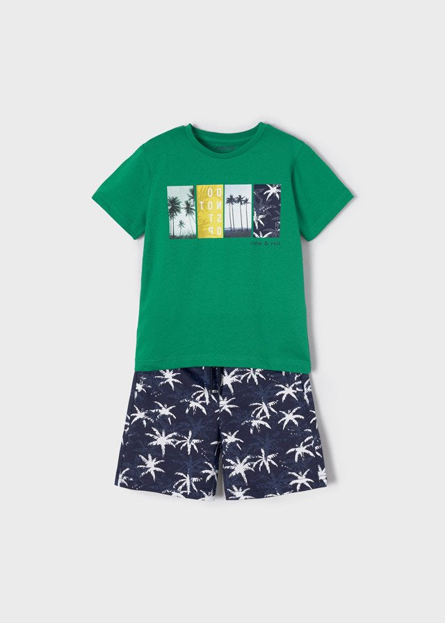 conjunto bermuda punto estampado niño