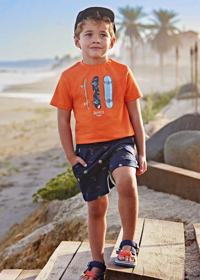 conjunto playera y bermuda estampado summer time