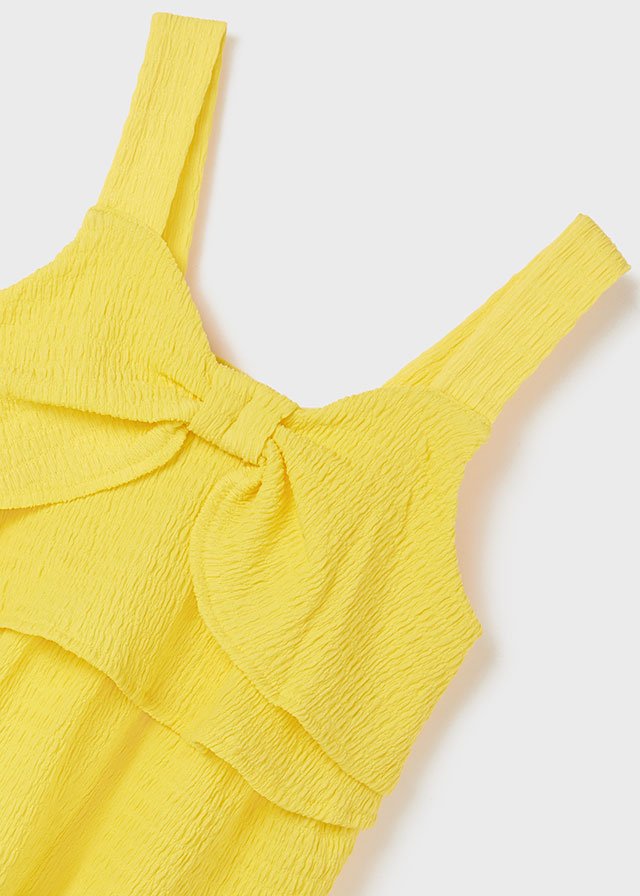 conjunto short a rayas y blusa olanes amarilla