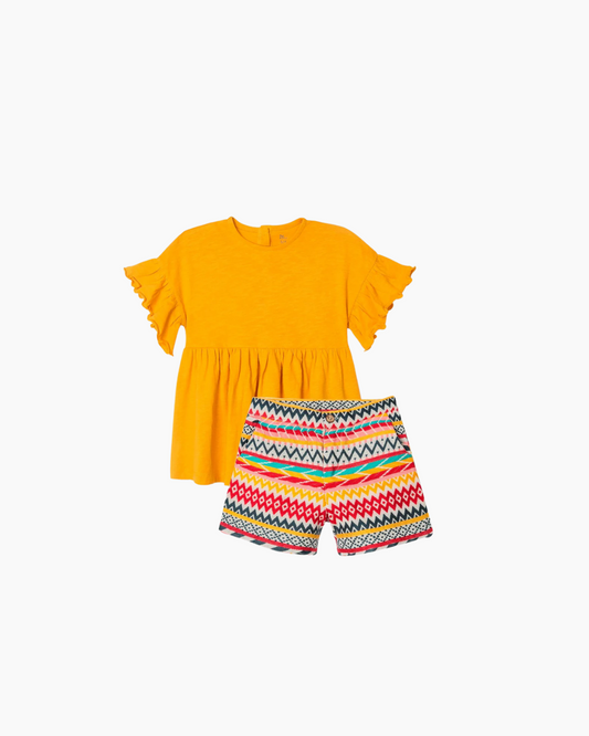 conjunto camiseta y short a rayas