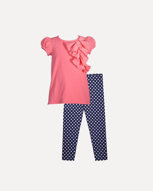 conjunto de blusa con leggins textura de círculos