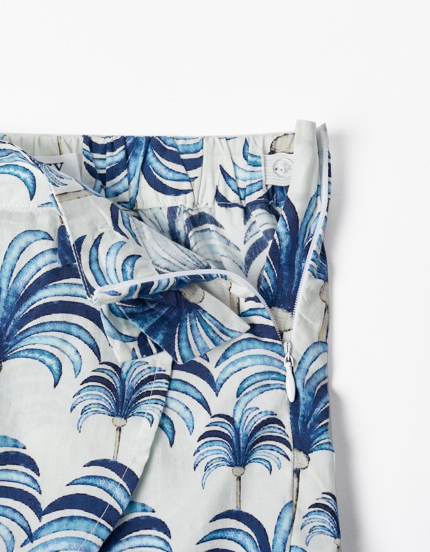 set short falda y blusa flores azules