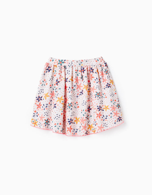 pareo con tela filtro uv, color blanco con flores de colores