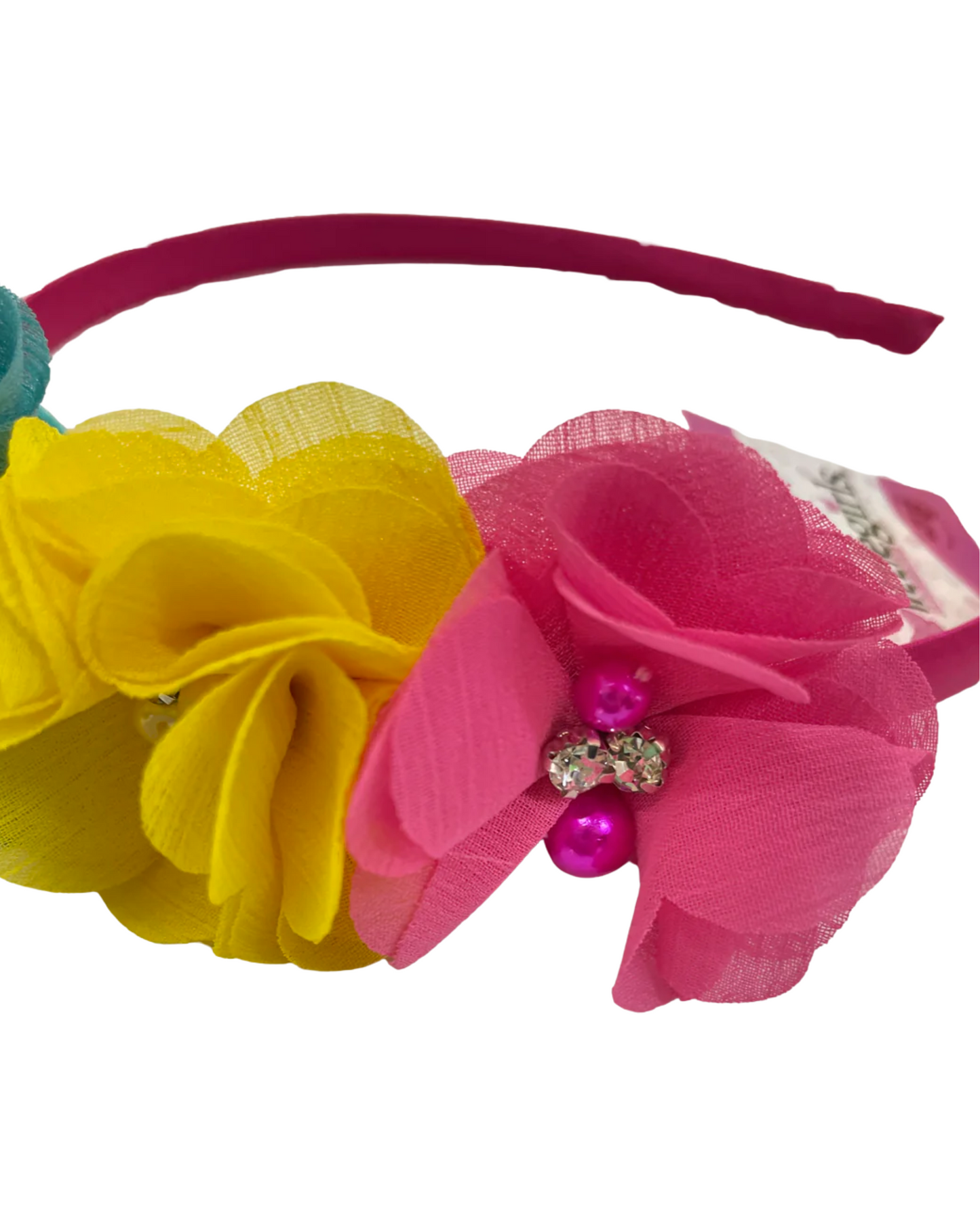 Diadema con Flores Chiffon Colores Varios