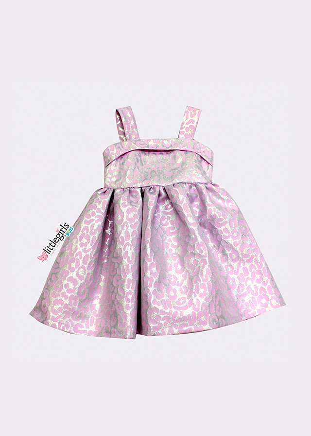 vestido color lila con animal print metálico